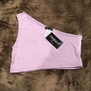 Purple off the shoulder crop top✨